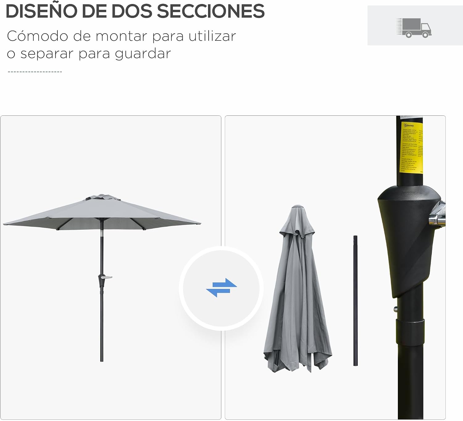 Thumbnail 4 de Outsunny Sombrilla Terraza Ø230 cm