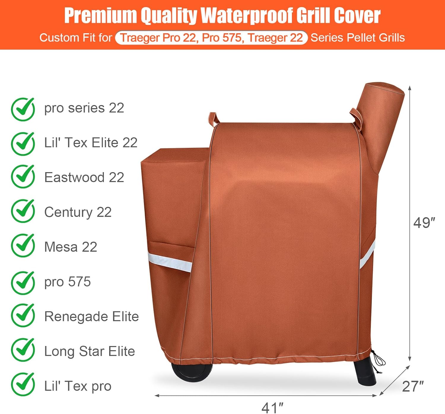 Thumbnail 1 de QuliMetal Grill Cover for Traeger Pro 22 & 575 Series – Heavy-Duty 600D Waterproof Cover with Windproof Drawstrings