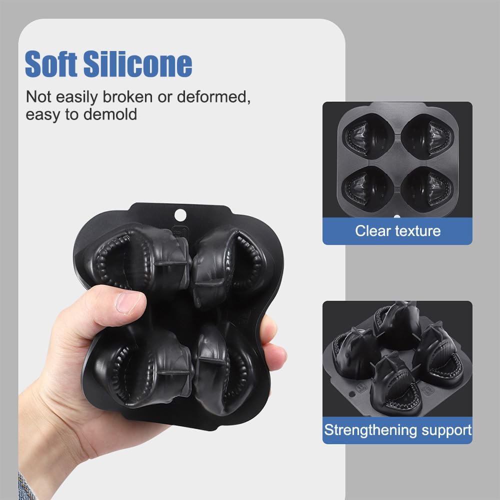 Detalle de Ice Cube Mold: Sharks & Penguins Freezer Mould with Lid – Silicone Fun for Drinks