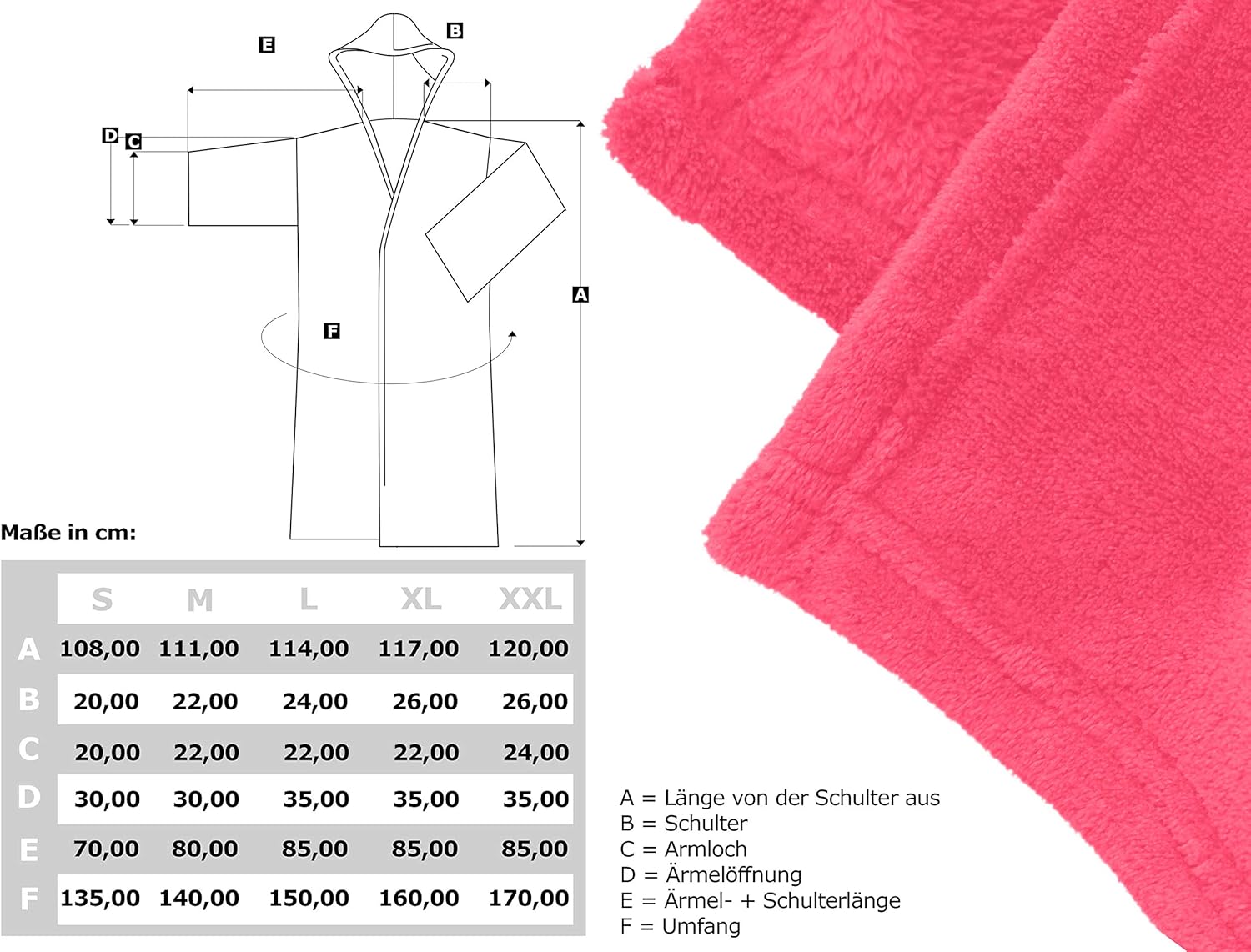Thumbnail 6 de Peignoir à capuche en polaire ultra-doux npluseins – 18 couleurs, 5 tailles, longueur mollet, unisexe