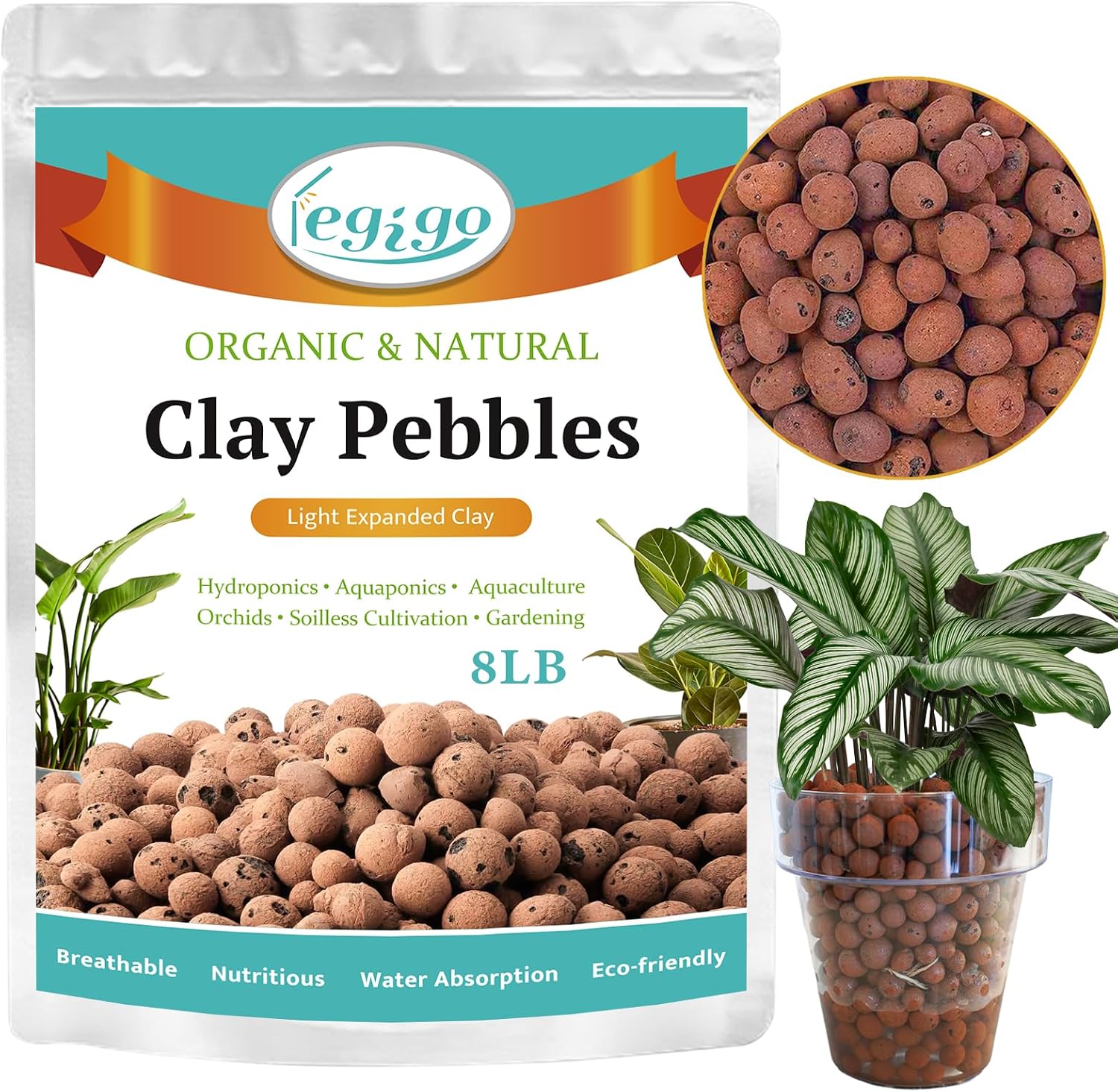 Detalle de Legigo Legigo-Clay Pebbles-8LB LECA Clay Pebbles, 4mm–16mm