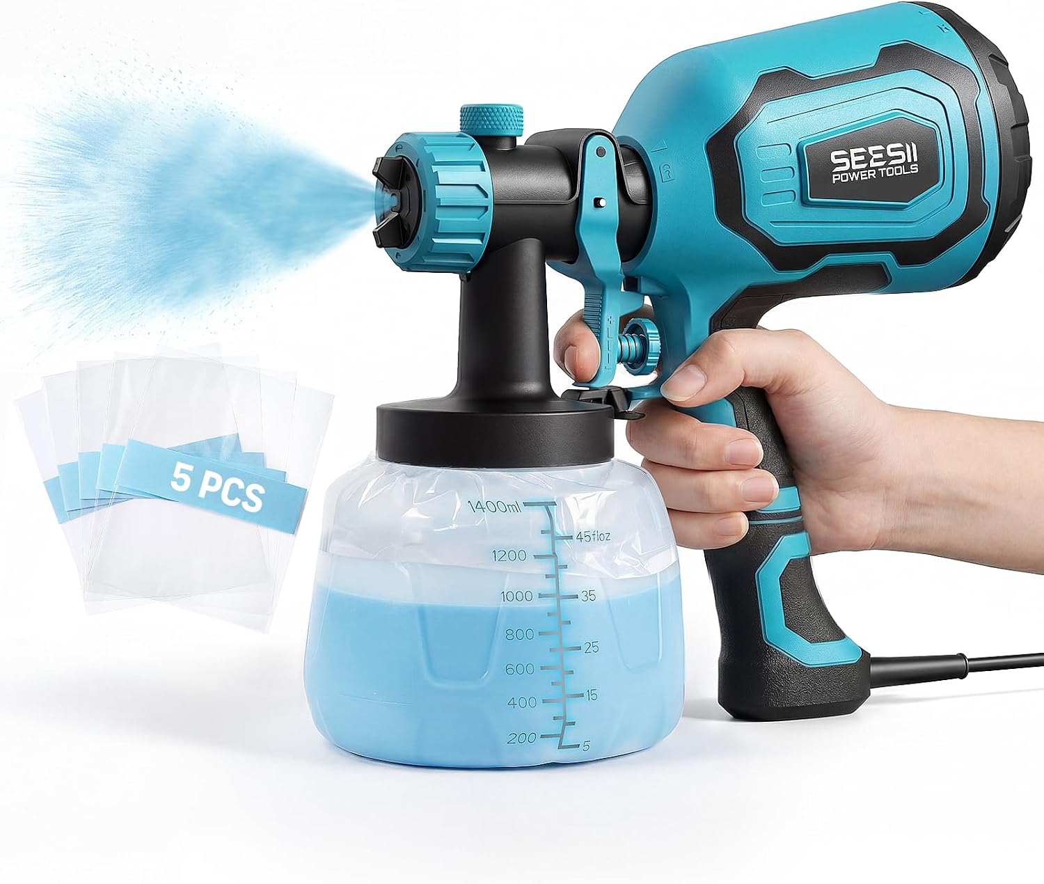 Detalle de Seesii KLA-023B 700W HVLP Paint Sprayer with 4 Brass Nozzles