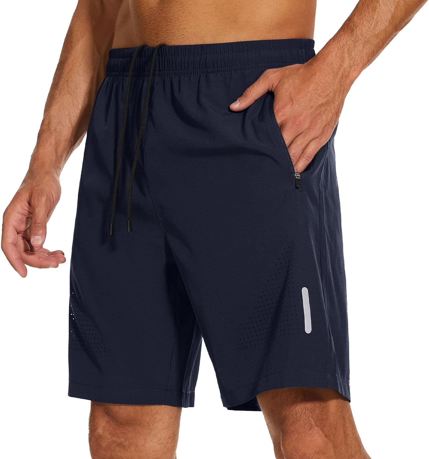 Detalle de YUTYTH Men's Gym Running Shorts: Breathable, Quick-Dry 7\" with Zipper Pockets