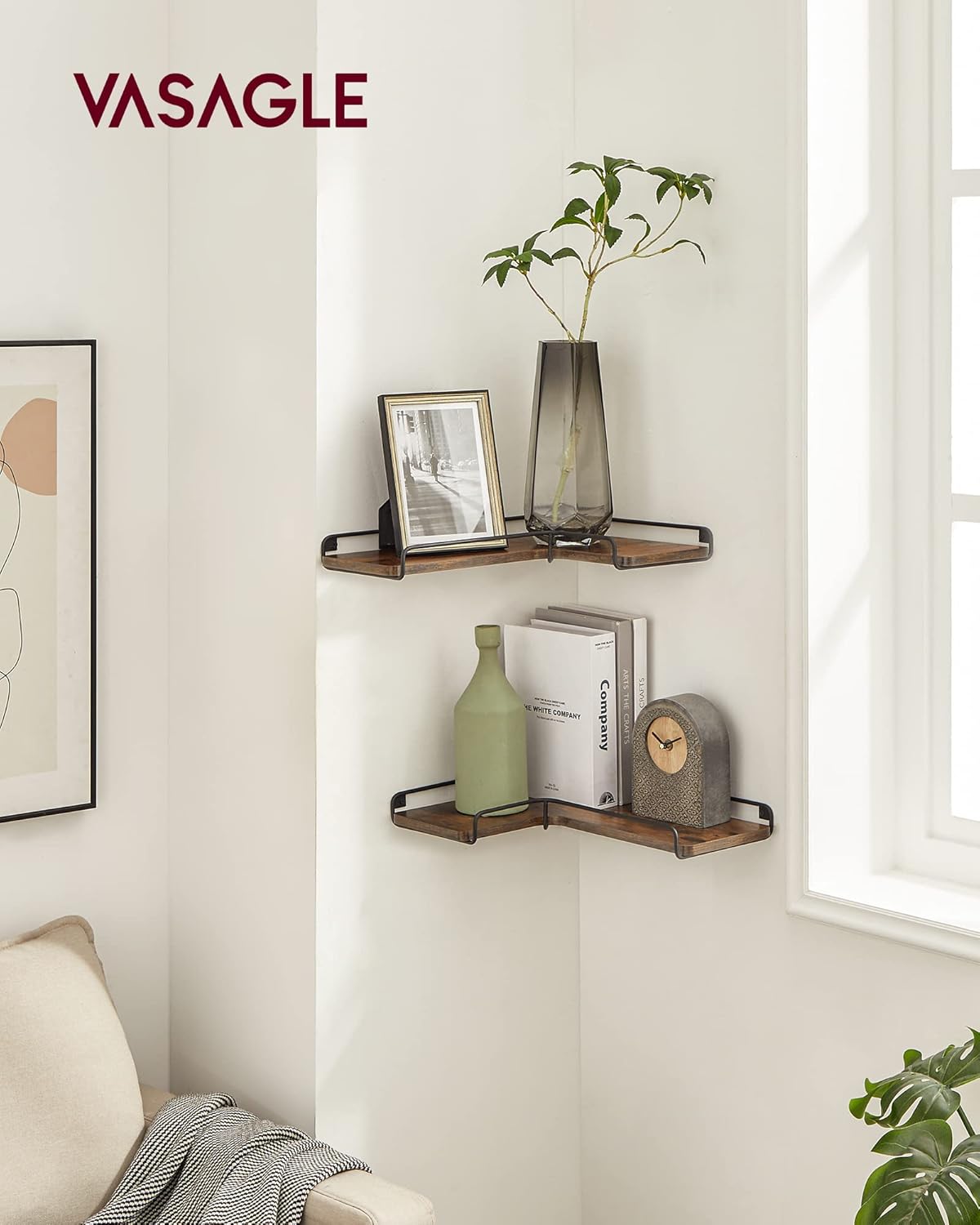 Detalle 2 de VASAGLE LLS831B01 floating corner shelves