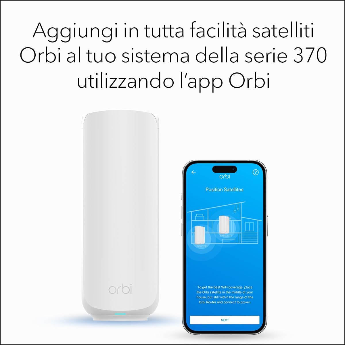 Thumbnail 6 de NETGEAR Orbi Serie 370 WiFi 7 Mesh Satellite (RBE370) fino a 3,6 Gbps, fino a 120 m²