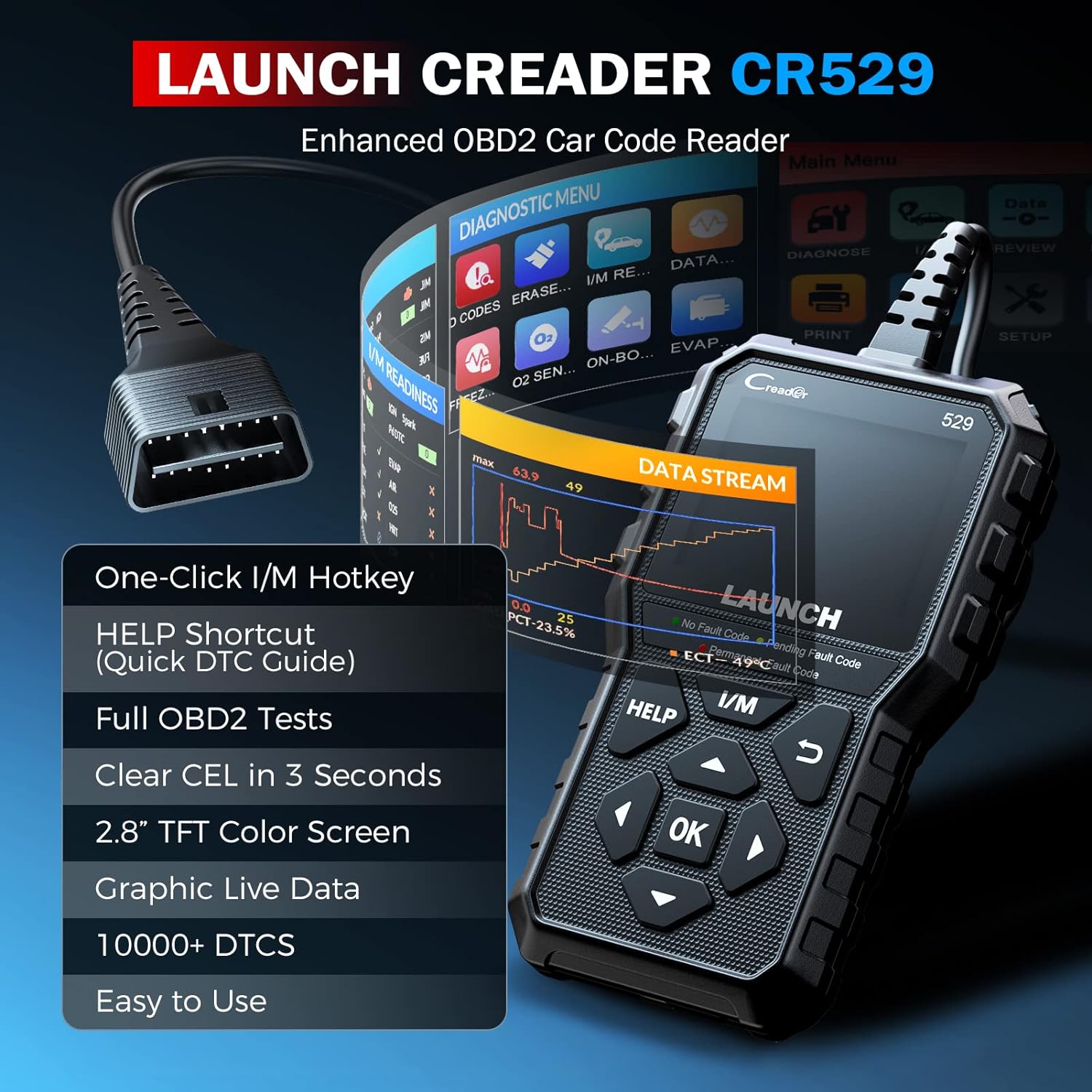 Detalle 2 de Launch CR529 Scanner OBD2 Diagnostic Voiture