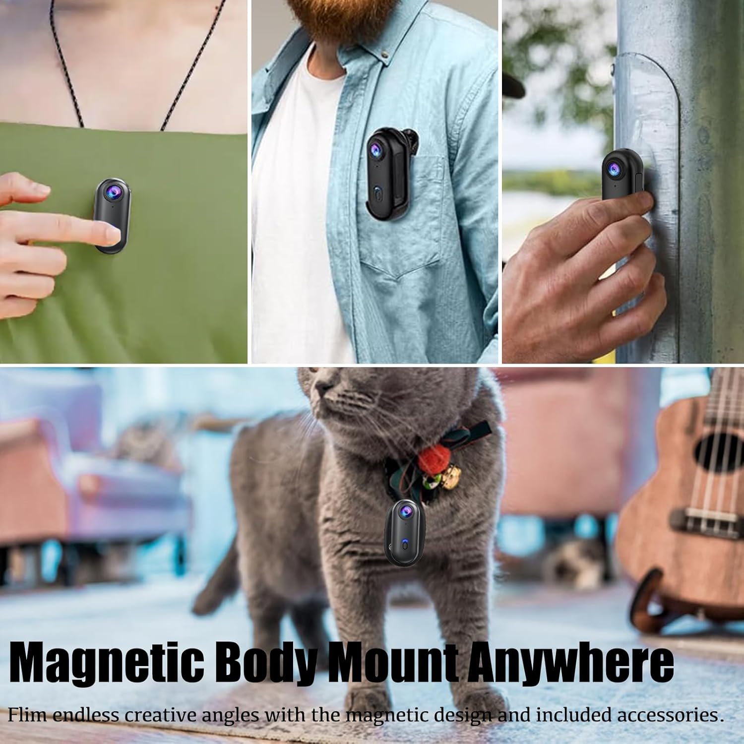 Detalle 1 de ABSAMAYS 1080P Mini Thumb Action Camera – wearable POV camera for cycling, biking, work & travel
