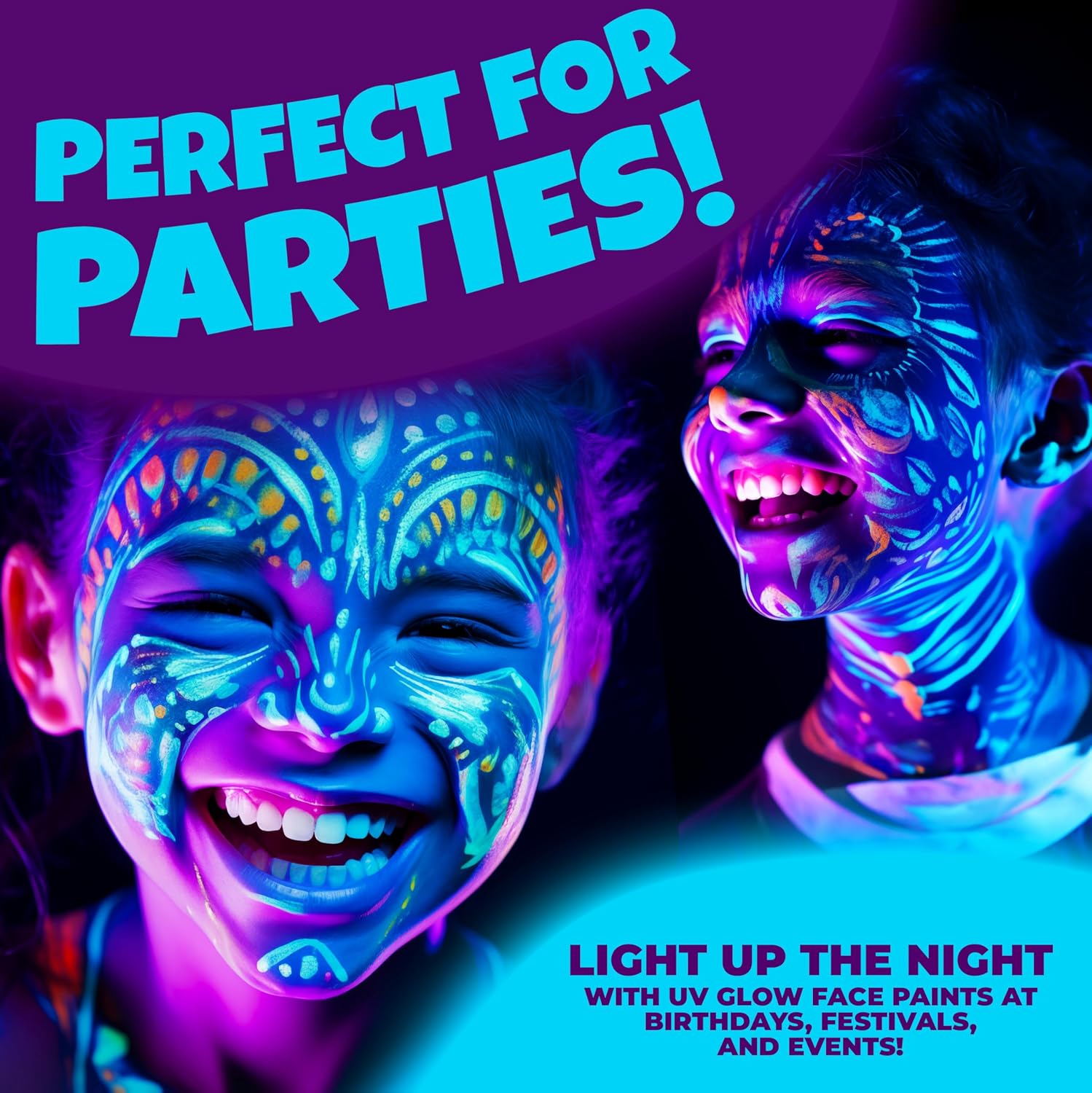 Thumbnail 5 de Blue Squid UV Neon Face and Body Paint Kit, 20 Colors with Stencils and UV Light