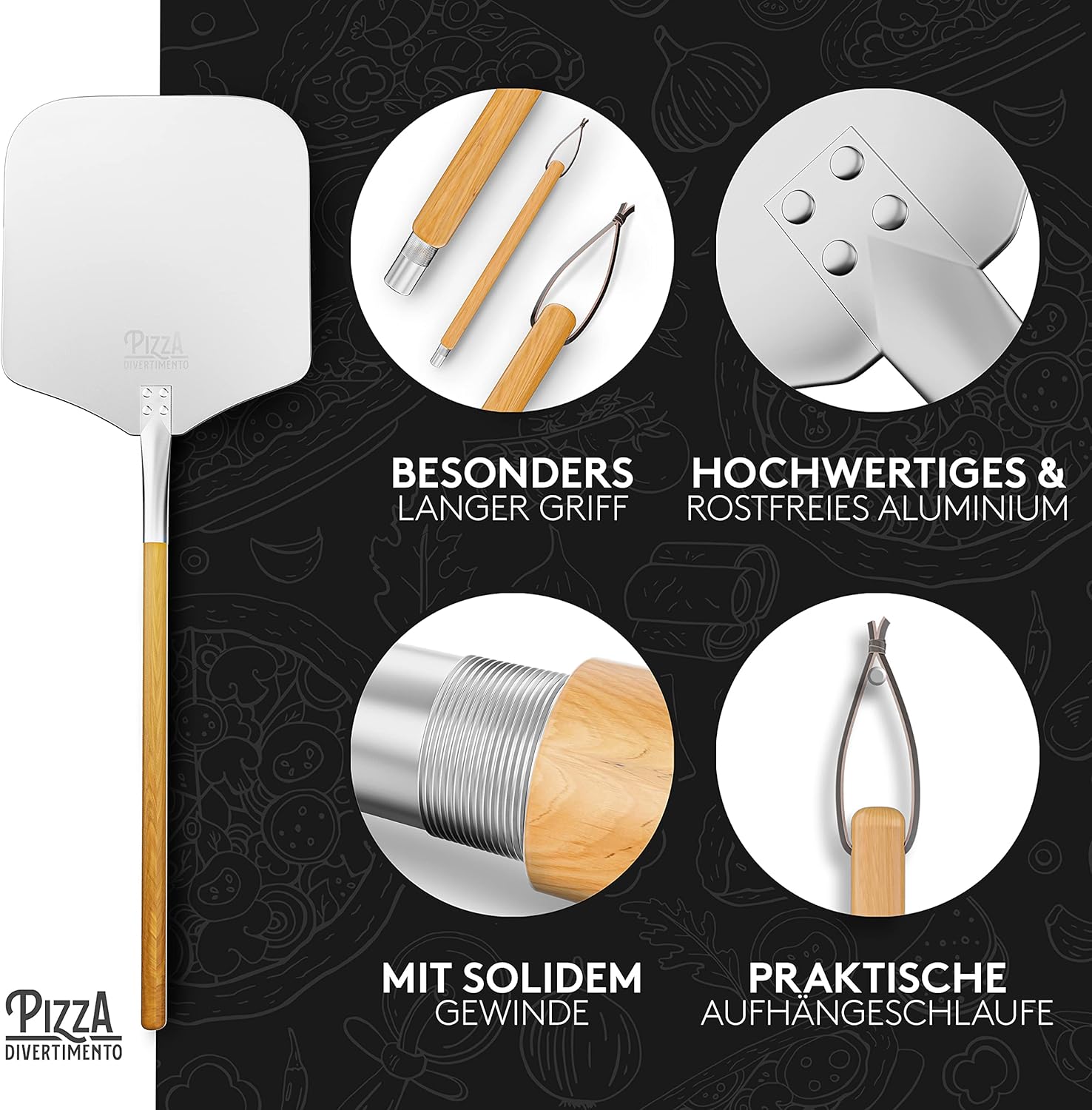 Thumbnail 4 de Pizza Divertimento DAS ORIGINAL: Pizzastein für Backofen & Gasgrill inkl. Pizzaschieber