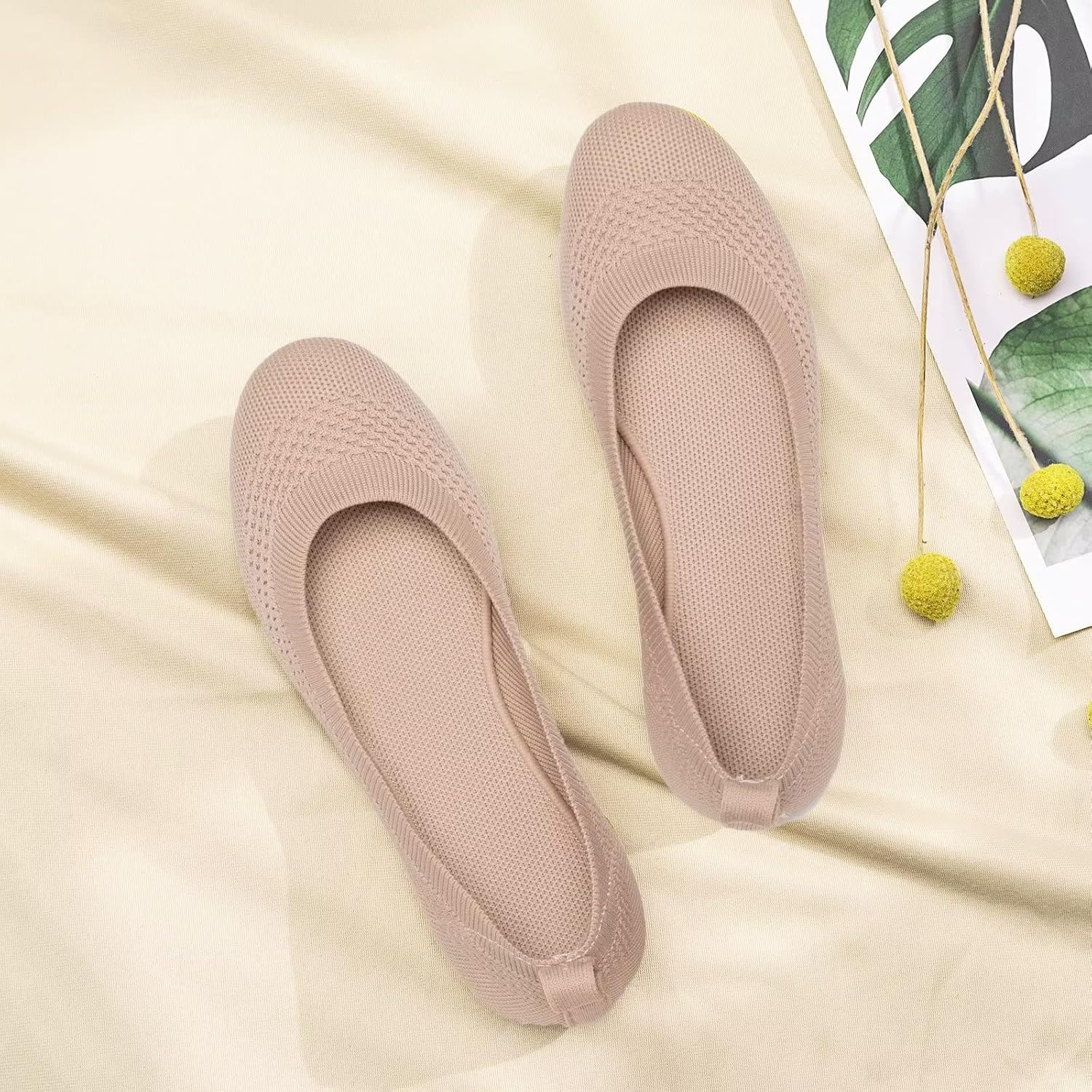 Detalle de Frank Mully Damen Ballerinas Slip On Knit – Runde Zehe, leichte Polsterung