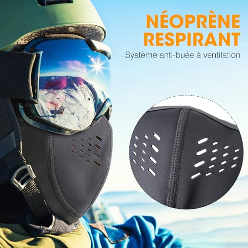 Detalle de WTACTFUL cagoule moto polaire avec masque relevable et panneau en néoprène perforé