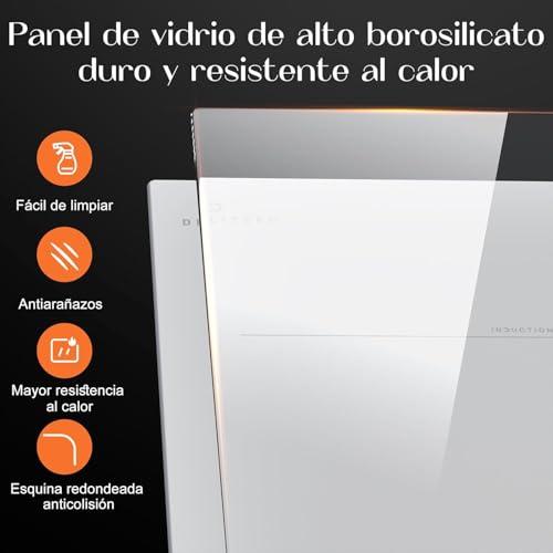 Detalle de Placa de Inducción 4 Fuegos Blanco DELITEER, 60 cm empotrable