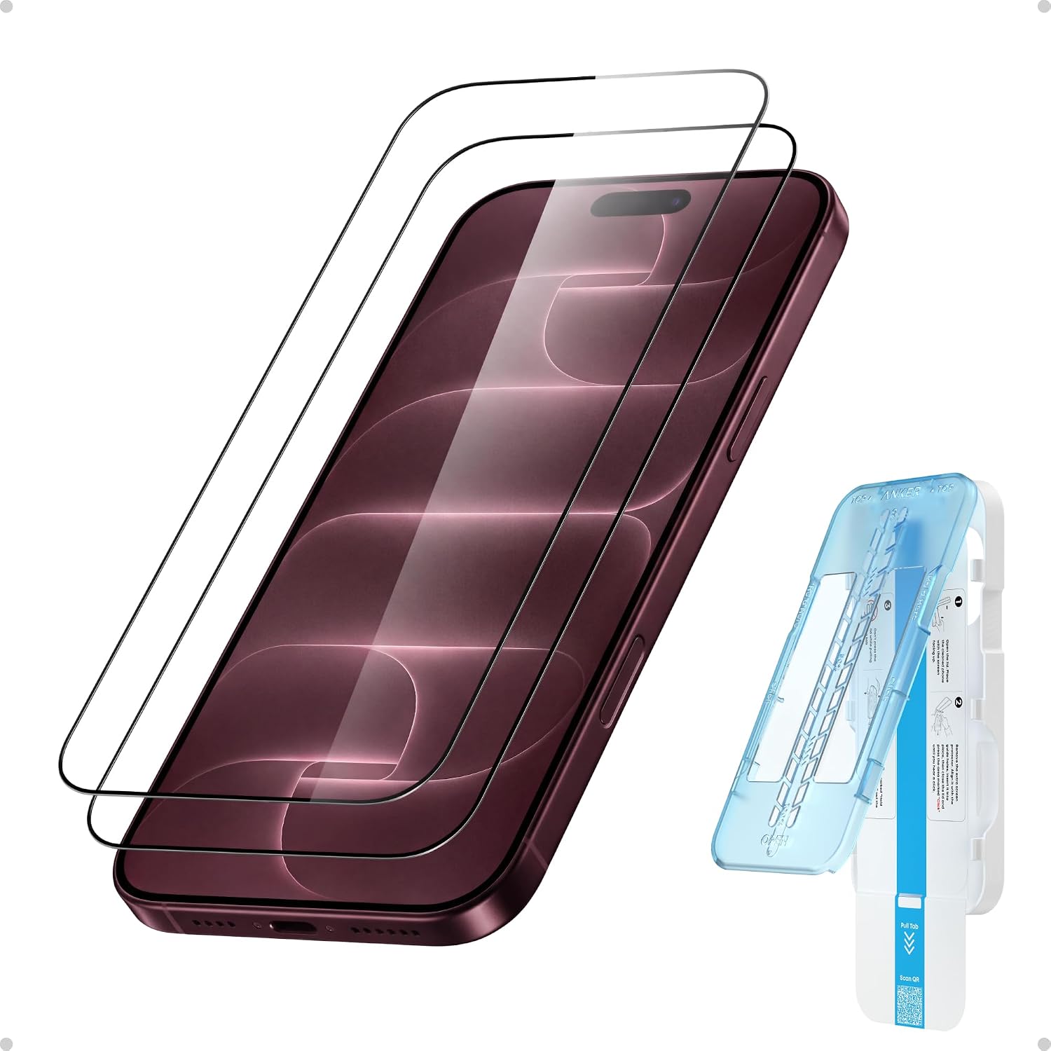 Detalle de Anker A4202 Tempered Glass Screen Protector for iPhone 18/17 Pro Max, 2-Pack