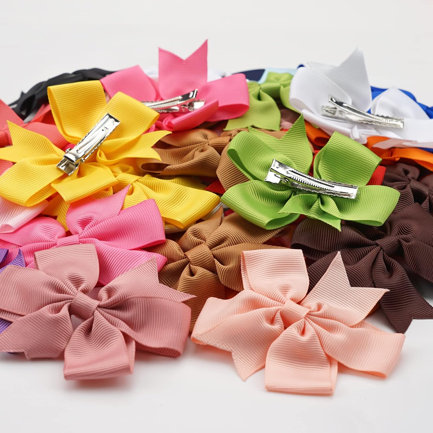 Detalle 1 de CÉLLOT babyhairclips-28 40-Piece Grosgrain Ribbon Hair Bows, 3-Inch Pinwheel