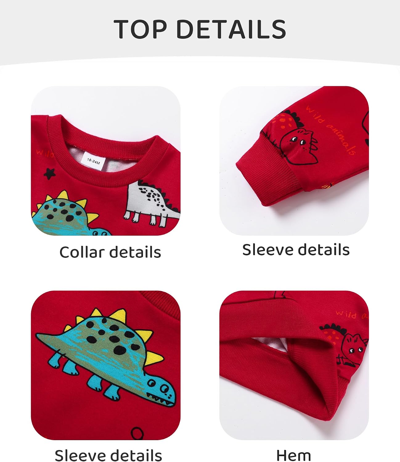 Detalle de DISAUR Toddler Dinosaur Sweatshirt and Jogger Set Size 2-6