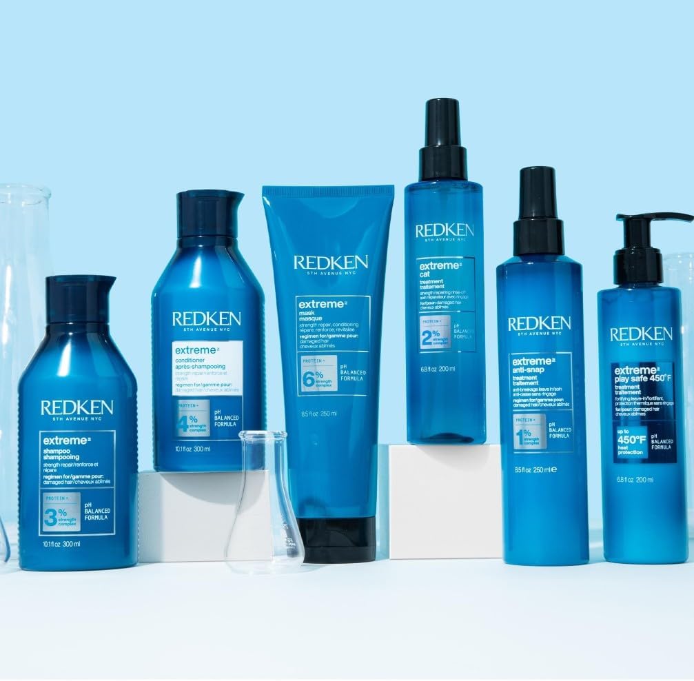 Detalle de Redken Hair Treatment: Leave-In Heat Protection for Damaged Hair (Extreme Play Safe 230, 250 ml)