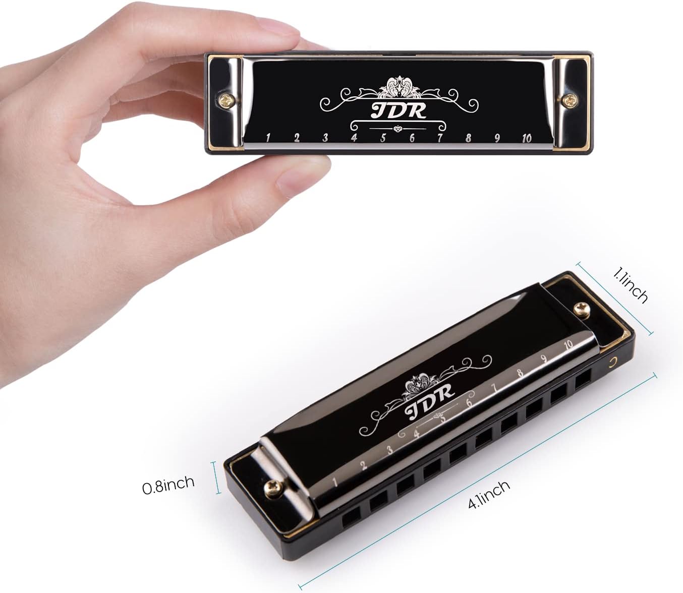 Detalle 2 de JDR Harmonica C, 10-Hole Blues Harp for Adults, Kids, and Beginners