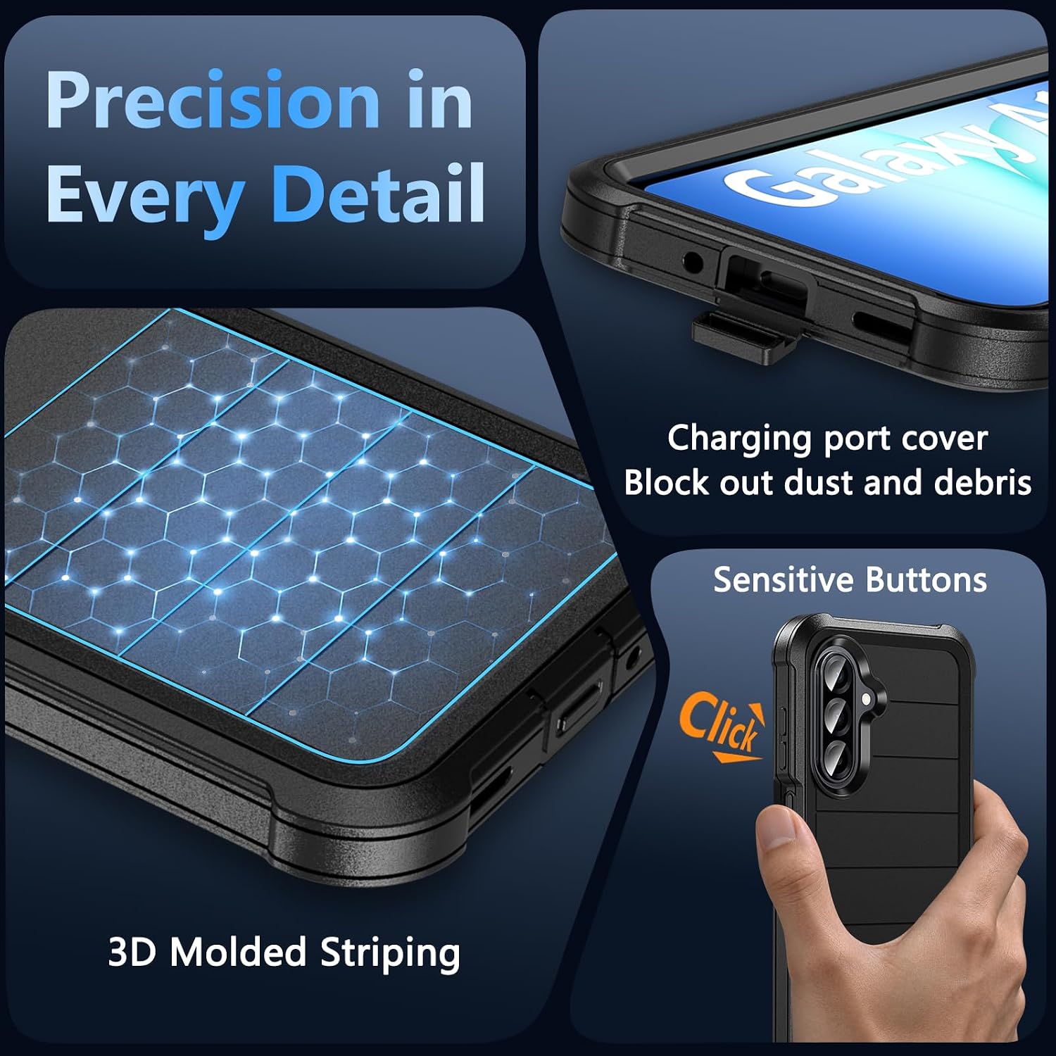 Thumbnail 6 de Hensinple Heavy-Duty Case with Screen Protector for Samsung Galaxy A17 5G (Black)