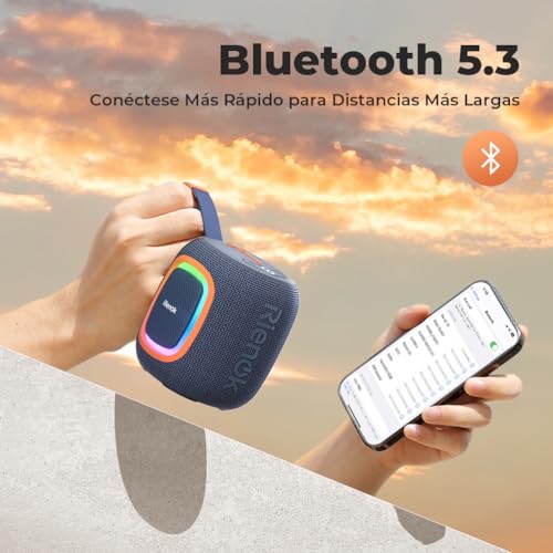 Detalle 2 de RIENOK Cassa Bluetooth portatile potente con radio FM e LED 🔊