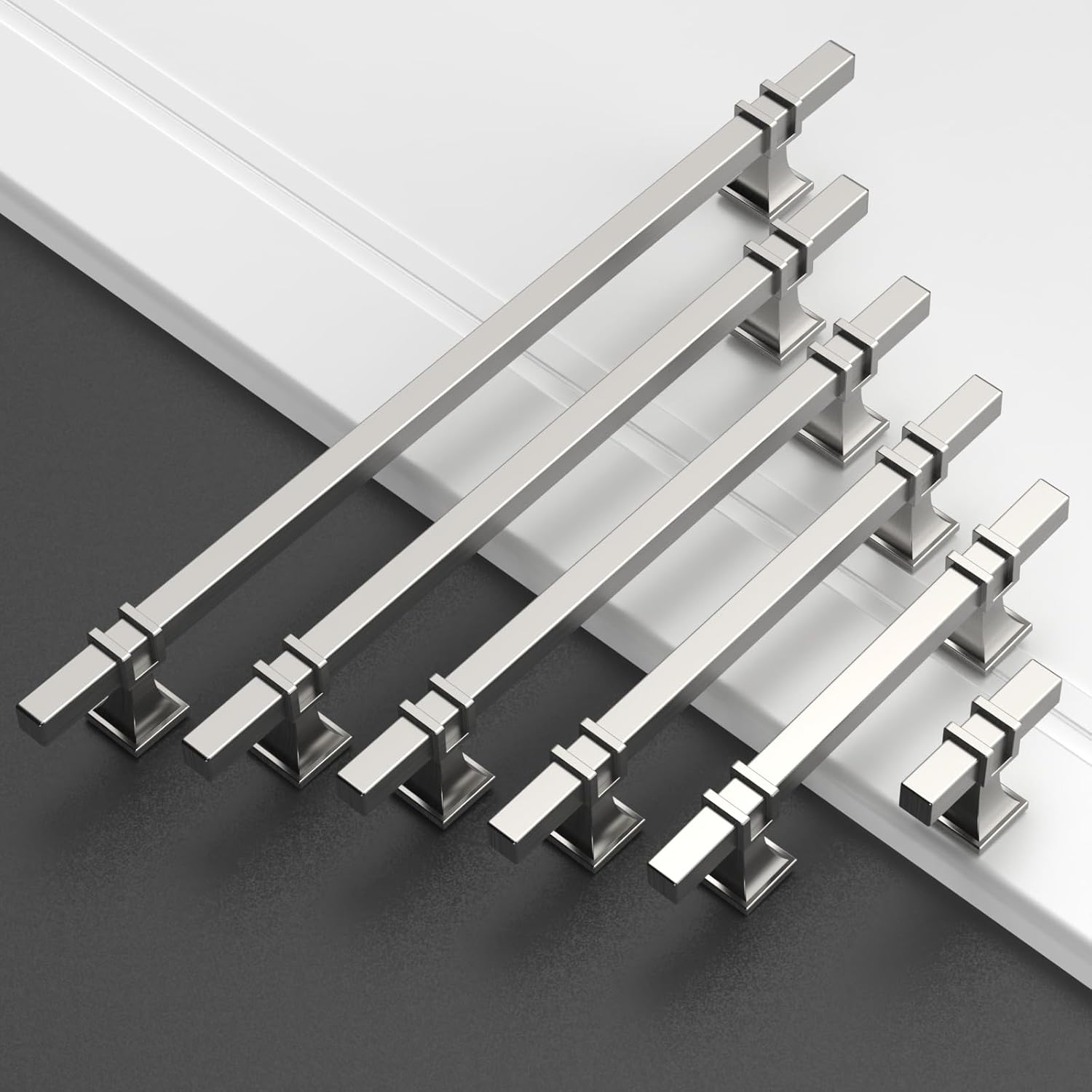 Detalle 2 de Amerdeco Lot de 10 boutons de meuble en nickel brossé – boutons d'armoire, tiroir et porte