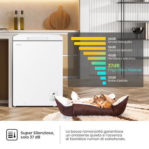 Detalle de Hisense HCF145E NUOVO Congelatore a pozzetto da 141 L: silenzioso, modulabile e pratico
