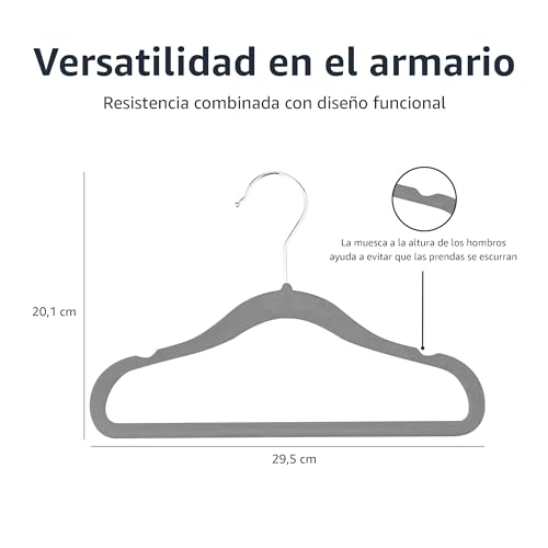 Detalle 2 de Amazon Basics Perchas terciopelo para niños 29,46 cm, 50 uds