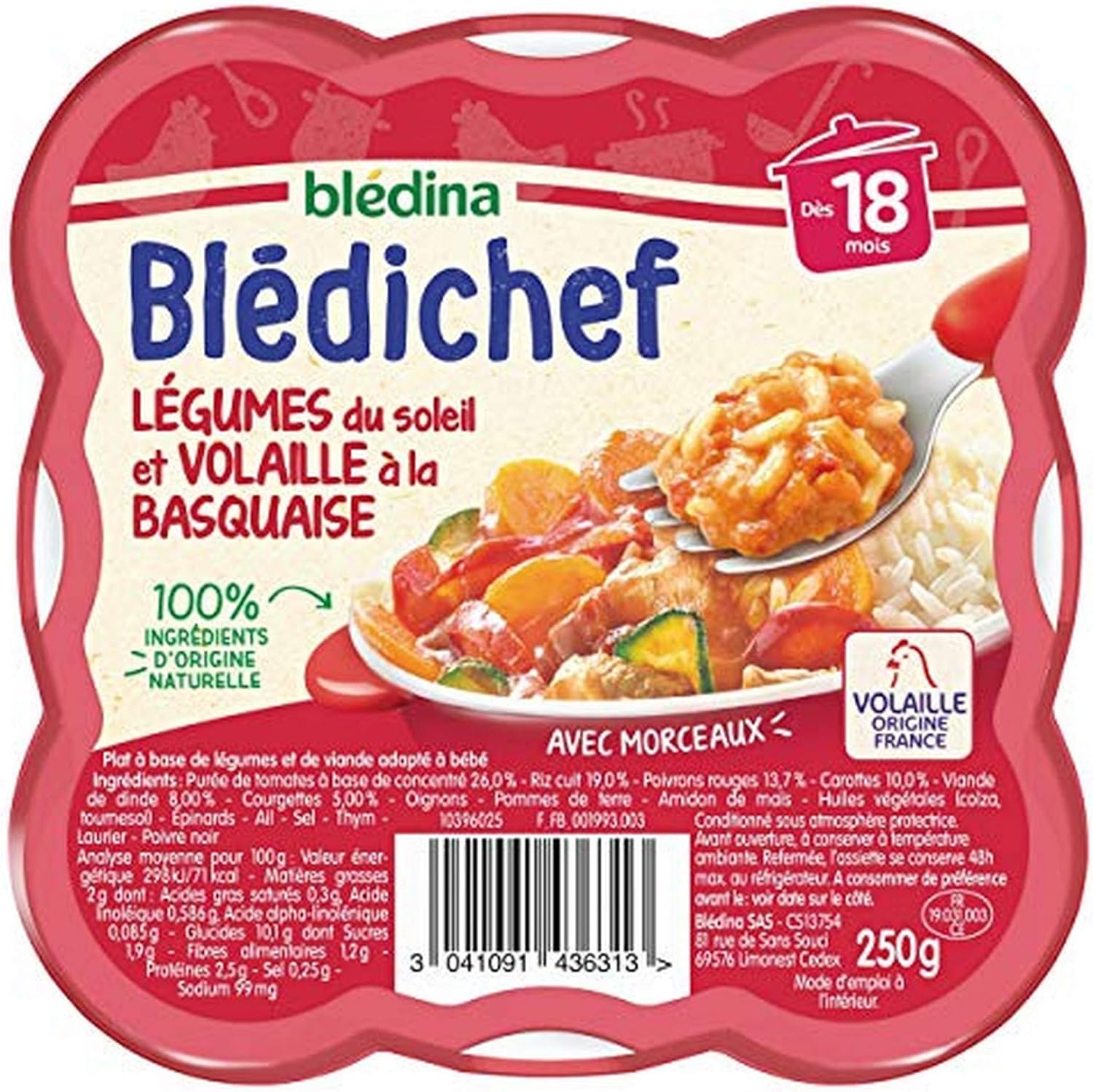 Detalle 2 de Blédina Blédichef Repas bébé 18 mois 🥣