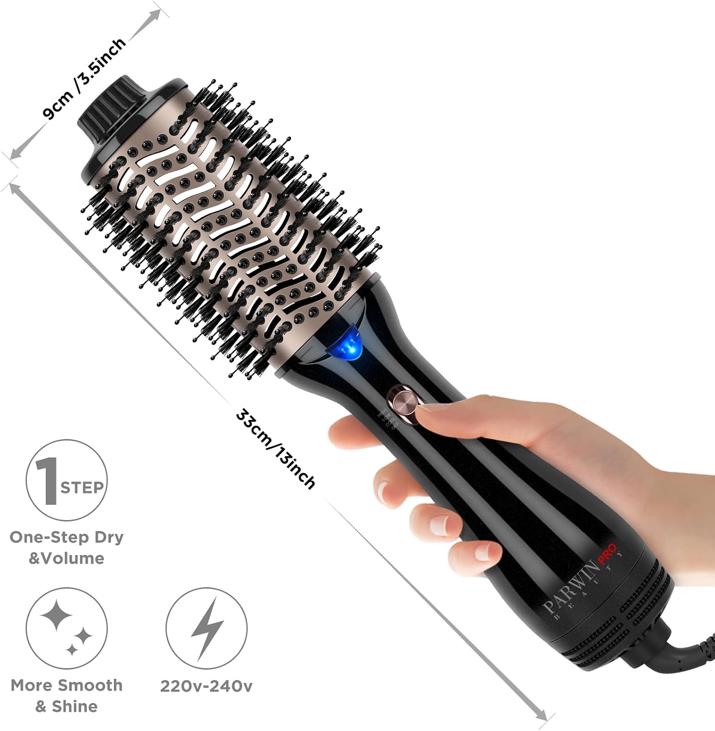 Detalle de One-Step Hair Dryer Brush 4-in-1 Hot Air Styler with Ionic & Ceramic Technology (Mid to Long Hair) – Black