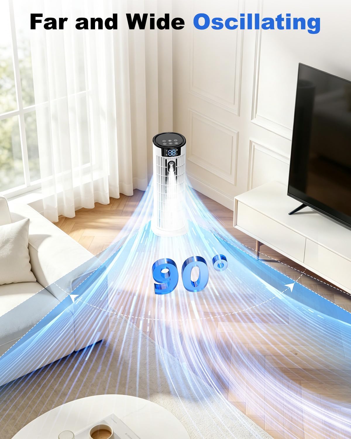 Detalle de Portable 4-in-1 Air Cooler with Tower Fan Design and Remote Control