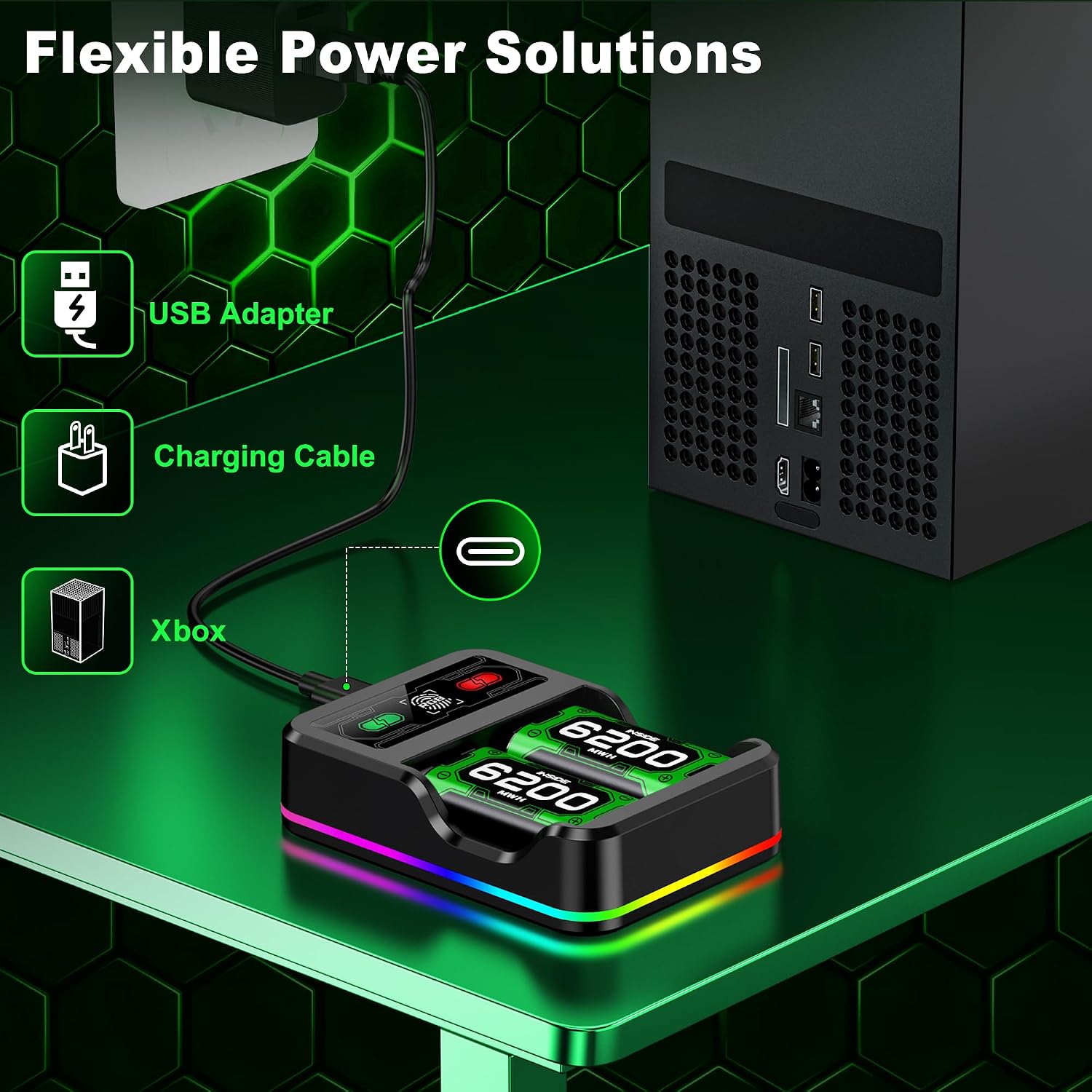 Thumbnail 4 de 2x6200mWh Xbox Series X|S Controller Battery Pack with Charging Dock