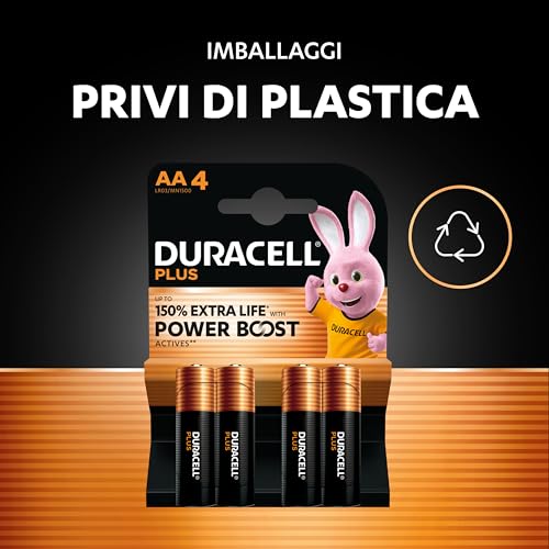 Detalle de Duracell Plus AA (Confezione da 12): Batterie alcaline da 1,5 V con POWER BOOST per uso quotidiano MN1500