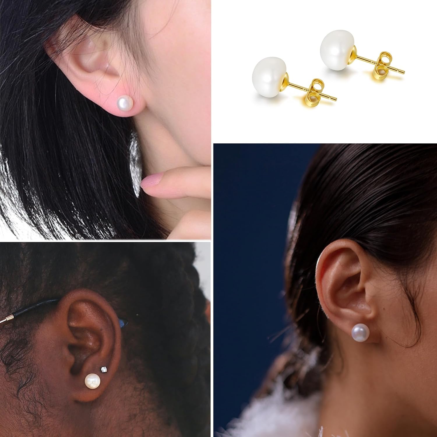 Thumbnail 1 de Süßwasserperlen Ohrringe – echte 925 Silber Stecker, 5–10 mm