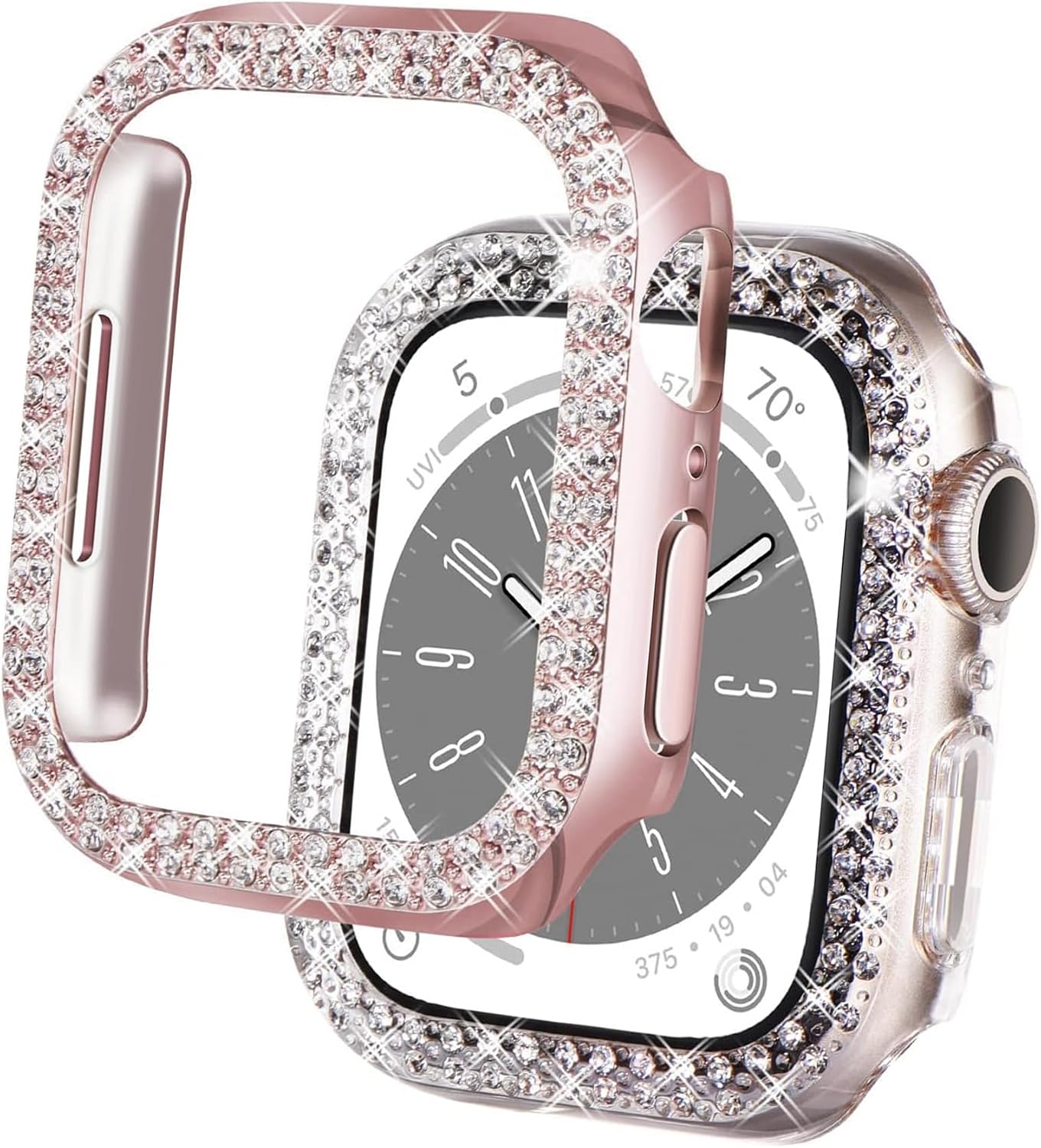 Detalle de DEALELE 2-Pack Bling Protective Case for Apple Watch 40mm (Series 6/5/4/SE) – Rose Pink