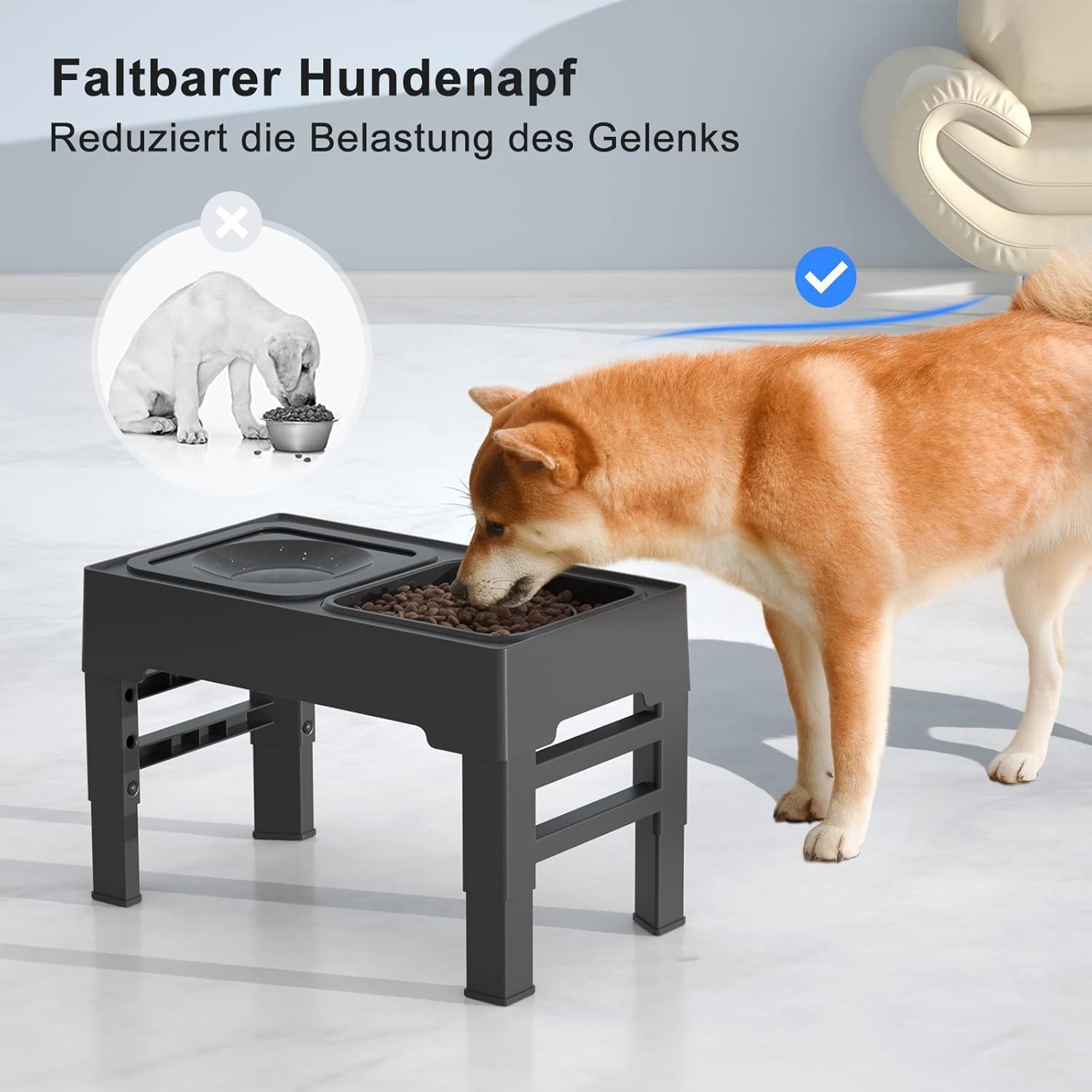 Thumbnail 2 de ELS PET erhöhter Hundenapf 2-in-1 – faltbarer Wassernapf & Edelstahlnapf mit 4 Höhen