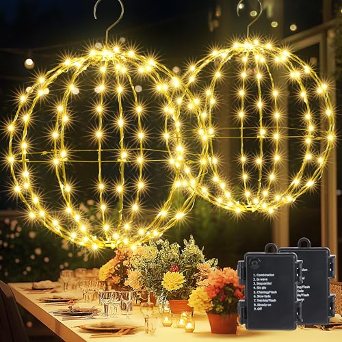 Detalle de Joomer Weihnachtsbeleuchtung Außen Batterie LED Leuchtkugel 2 PCS Warmweiß