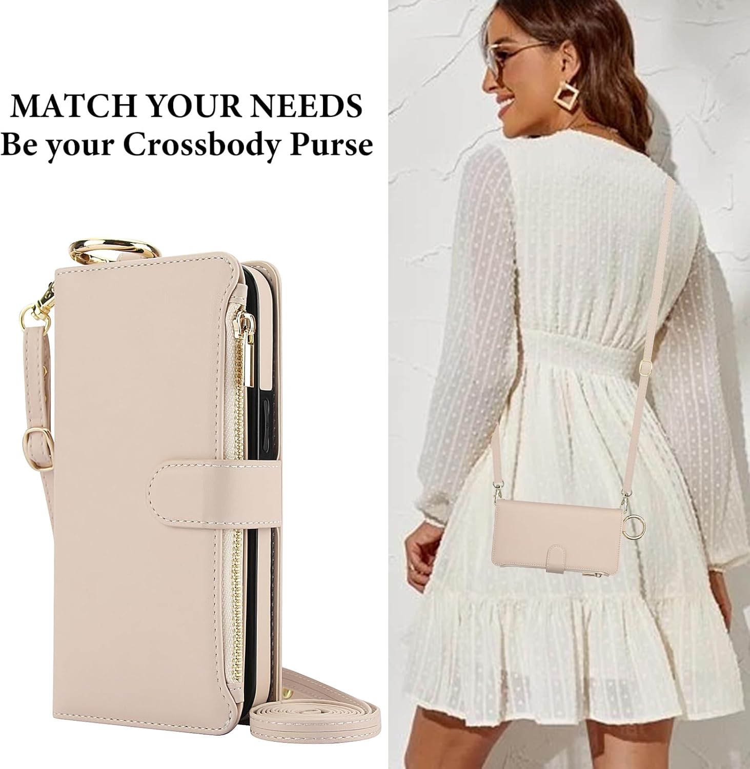Thumbnail 5 de Asuwish Snap Wallet Case with Crossbody Strap and Tempered Glass for Samsung Galaxy S22 Plus 5G