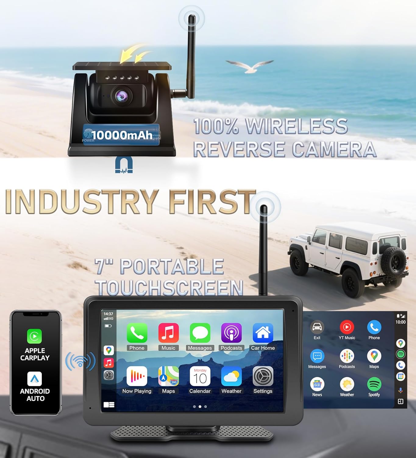 Thumbnail 1 de URVOLAX Rückfahrkamera Kabellos 7 Zoll CarPlay