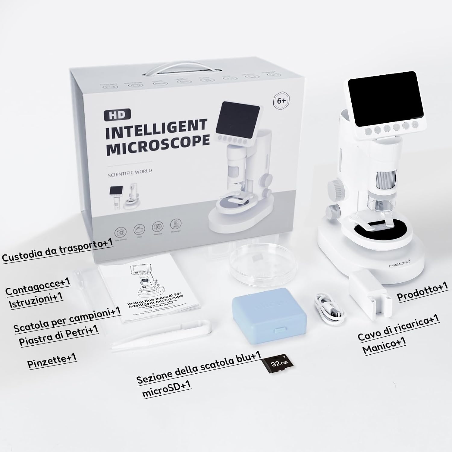 Detalle de Charmline microscopio digitale 3 in 1 per bambini: osservazioni da tavolo o in viaggio, fino a 1000x