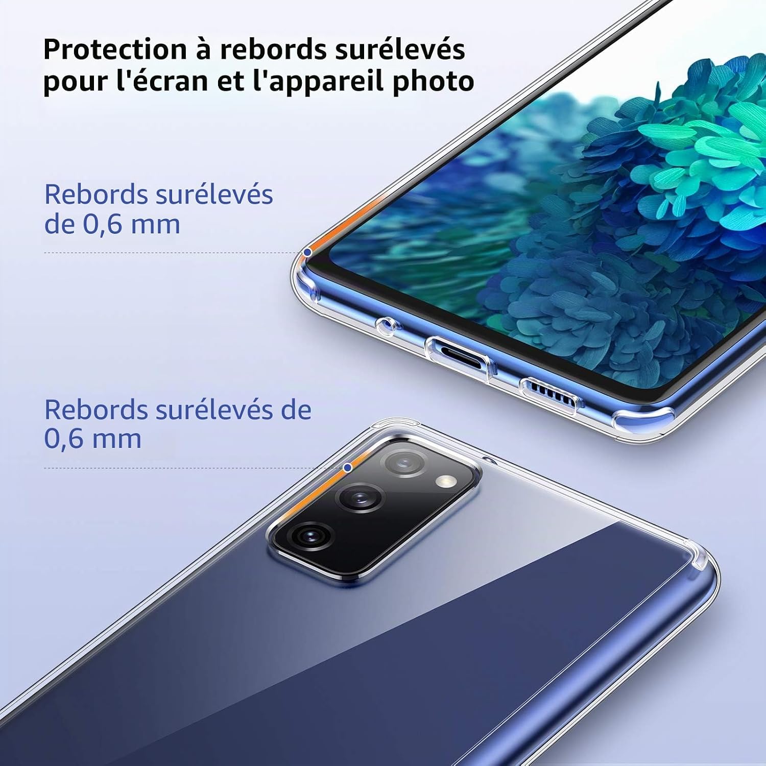 Detalle de Coque UNBREAKcable transparente pour Samsung Galaxy S20 FE 5G (6,5") – Antichoc, Anti-jaunissement et Anti-rayures