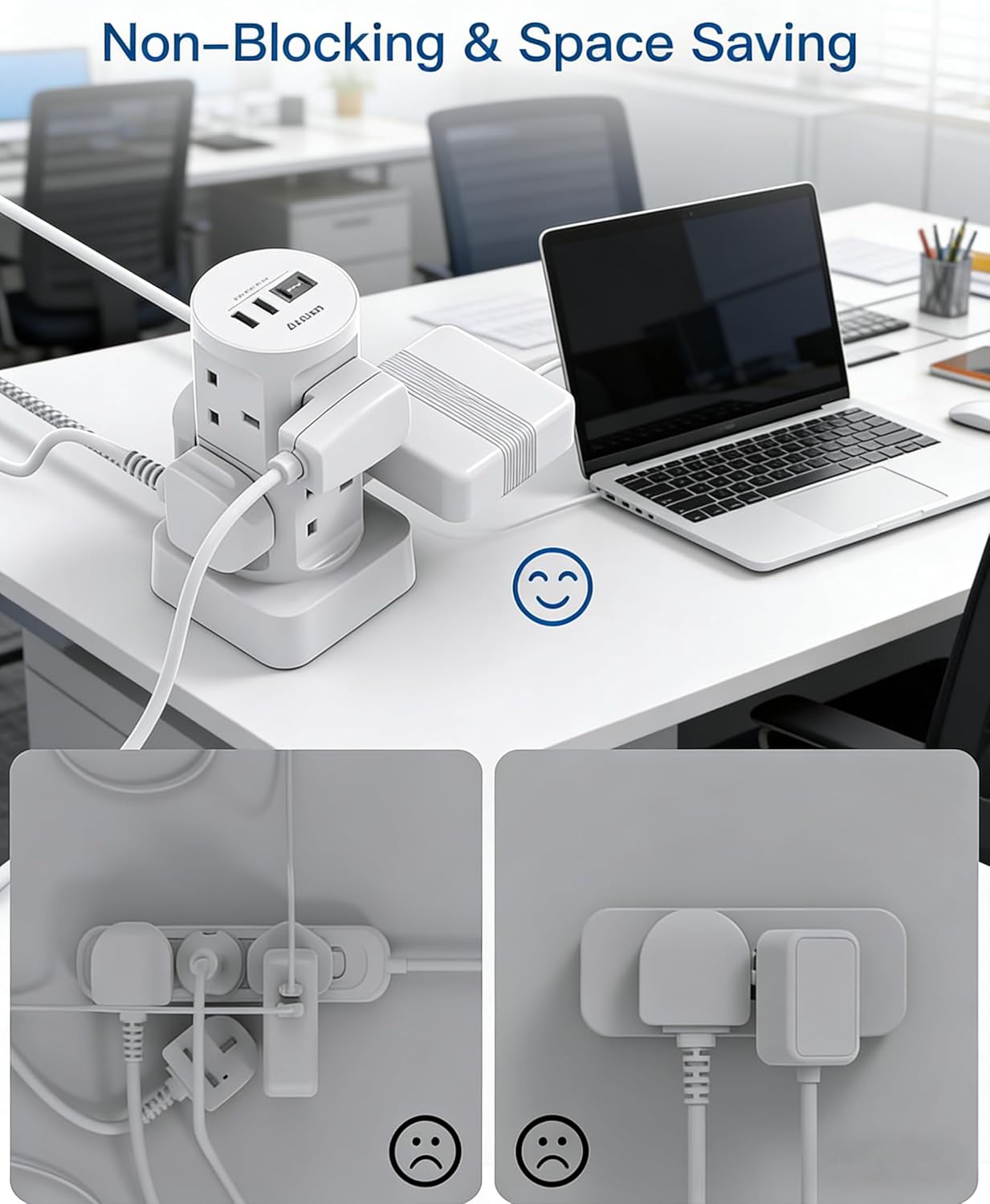 Thumbnail 5 de Addtam 5M Tower Extension Lead with USB Slots (8 x AC, 4 USB) – 13A 3250W