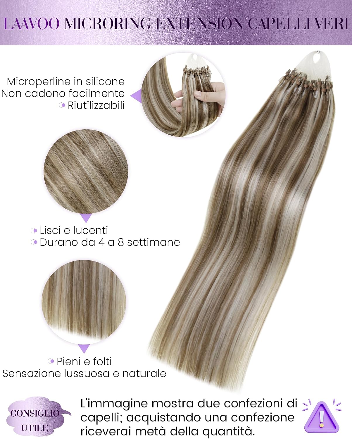 Detalle 2 de LaaVoo extension microring capelli #p8/24 50g