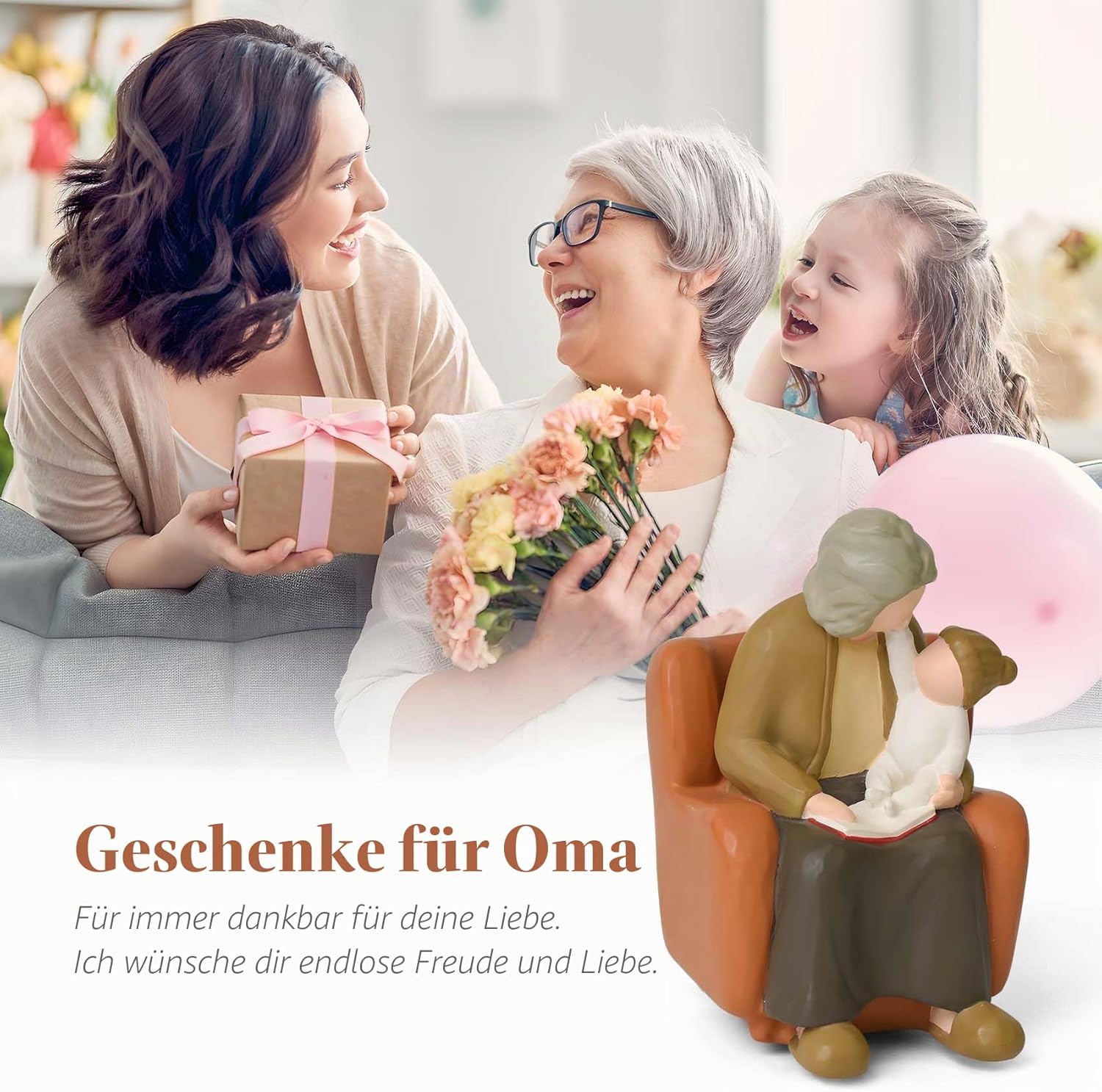 Detalle de Lnrkai Oma Geschenk – handbemalte Resin-Dekofigur für Oma