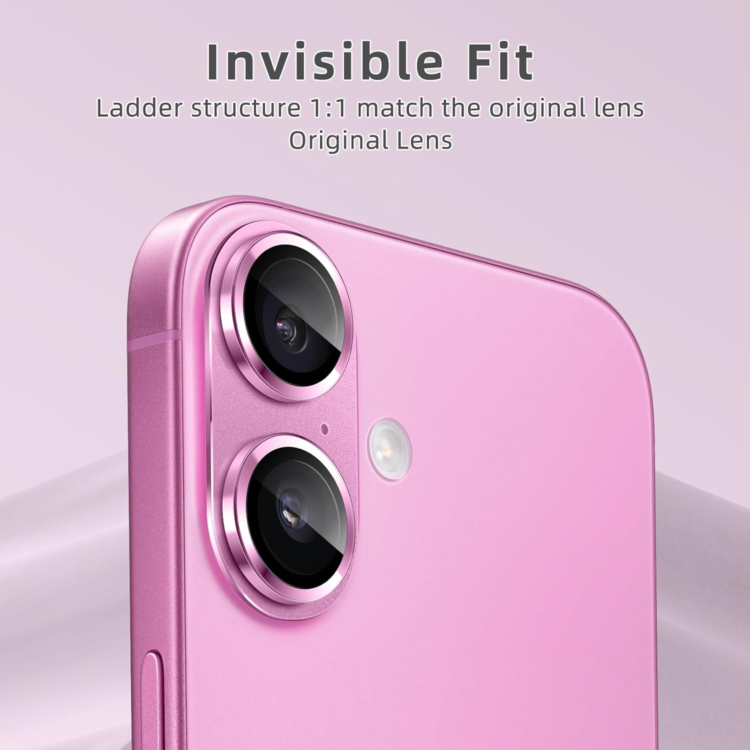 Thumbnail 6 de SumRioo Kameraschutz für iPhone 16/16 Plus – Kamera-Panzerglasfolie aus Aluminiumlegierung, 9H Härte, rosa