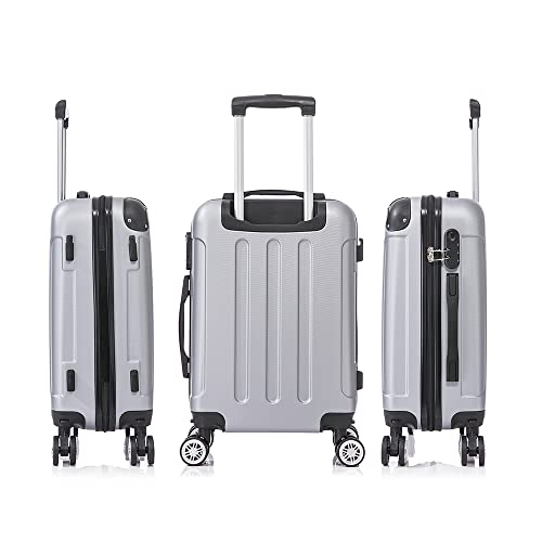 Detalle 2 de RAYKONG maleta de cabina ABS 55 x 40 x 20 cm, 40 L, plateada