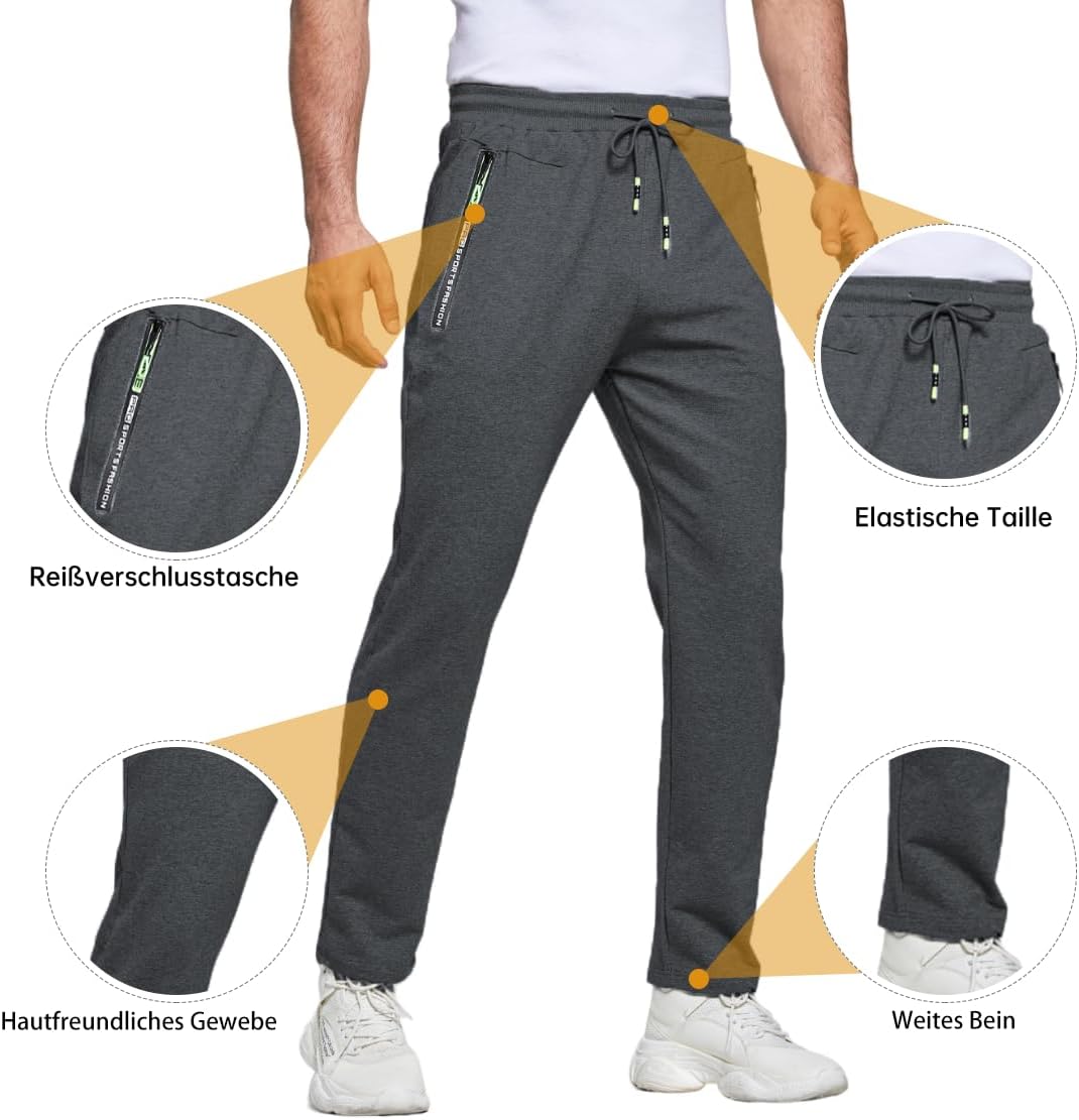 Thumbnail 3 de ZOXOZ men’s cotton joggers with zipped pockets, slim-fit elasticated hem trackie bottoms
