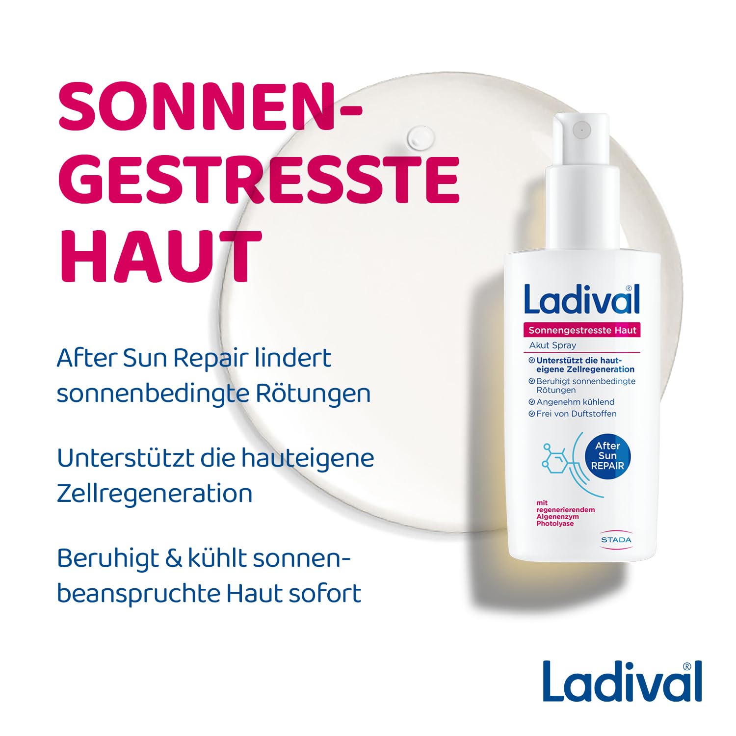 Detalle de Ladival Sonnengestresste Haut Akut Spray – After Sun Repair mit Photolyase, 150 ml