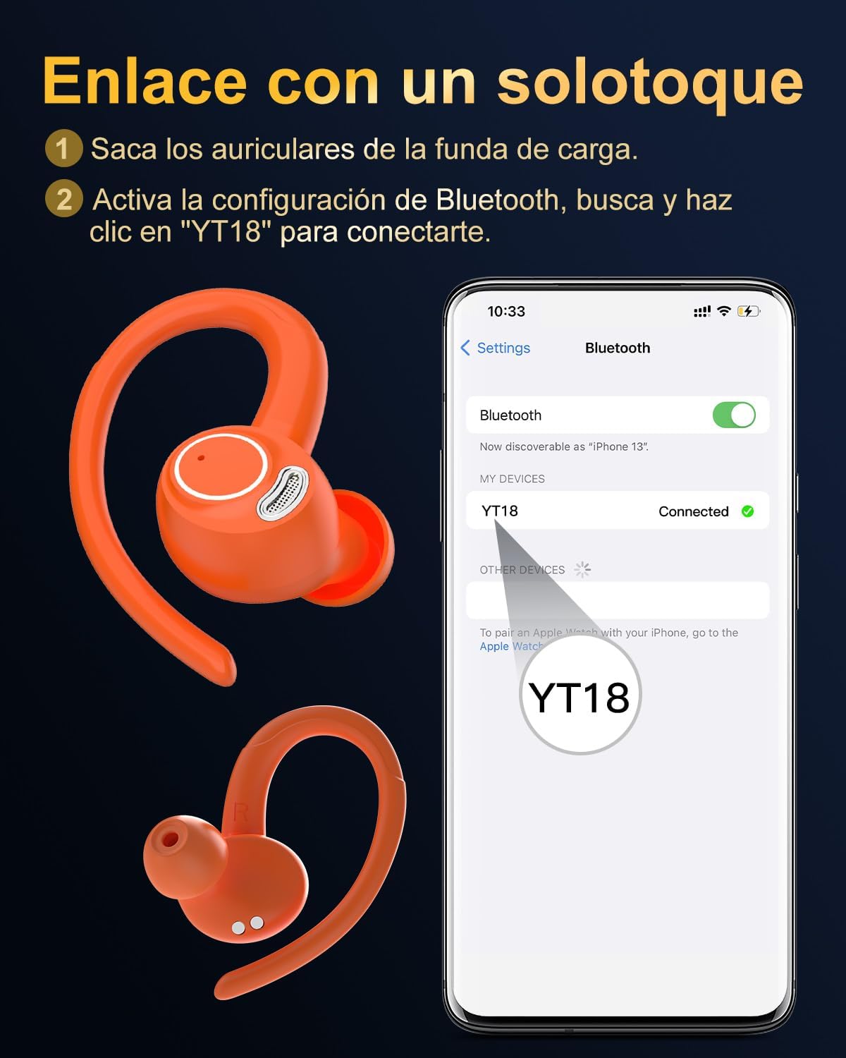 Thumbnail 6 de Bluetooth Kopfhörer Sport, In-Ear, kabellos, IP7, Orange