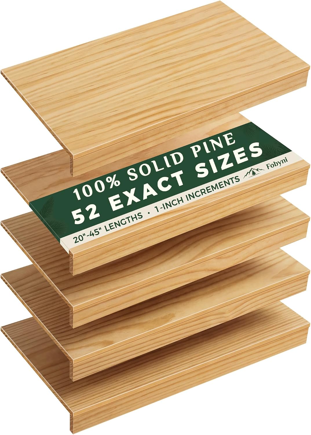 Detalle de Fobyni Solid Pine Wire Shelf Covers, 16 x 35 Inches, Set of 5