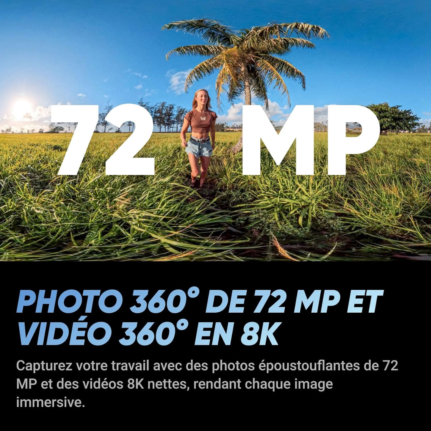 Thumbnail 3 de Insta360 X5 Pack Visite virtuelle – Photo 360º HDR 72 MP, Perche invisible 114 cm, Trépied et Batterie 2400 mAh
