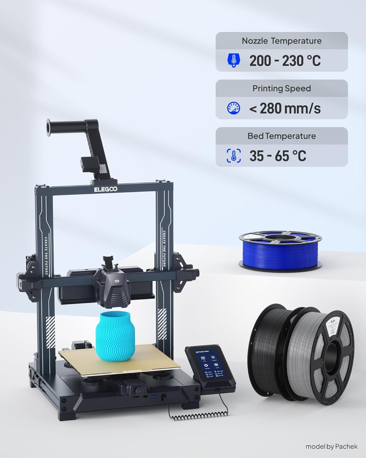 Thumbnail 4 de ELEGOO PLA+ Filament 1.75mm True Red (1kg spool) – High Toughness for FDM printing
